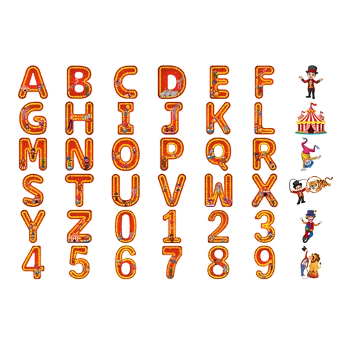 Carnival Circus Theme Alphabet & Number Sticker Sheet
